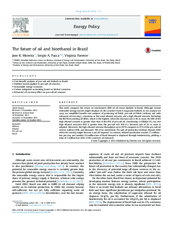 (PDF) The future of oil and bioethanol in Brazil