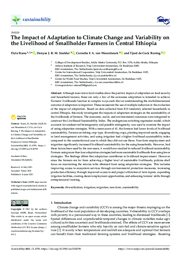(PDF) The Impact of Adaptation to Climate Change and Variability on the ...