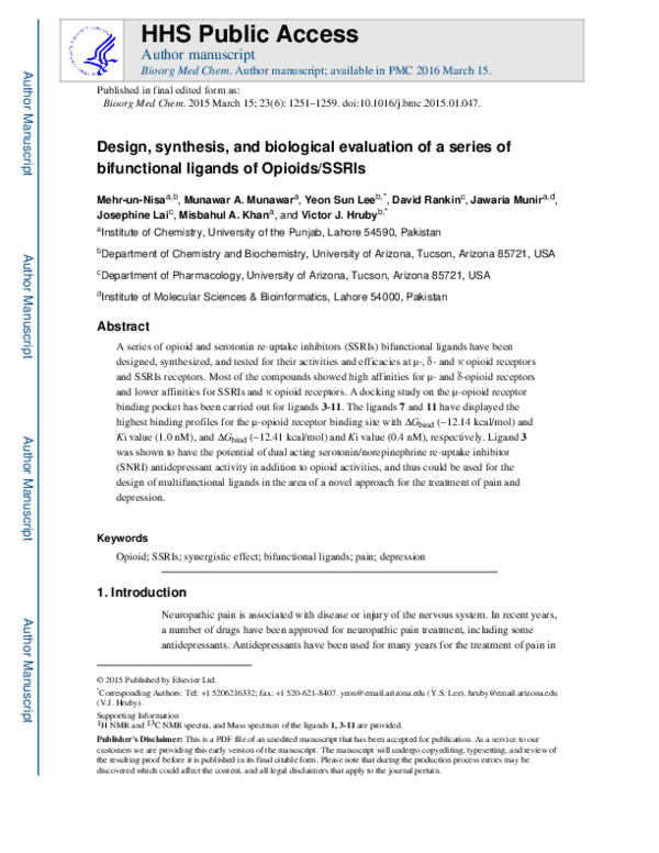(PDF) Design, synthesis, and biological evaluation of a series of ...