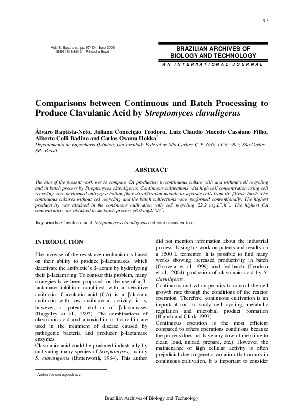 (PDF) Comparisons between continuous and batch processing to produce ...