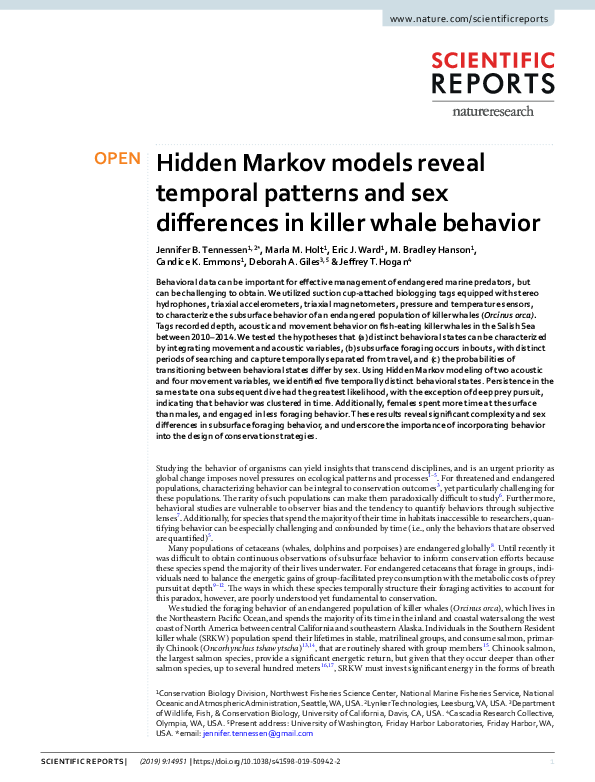 (PDF) Hidden Markov models reveal temporal patterns and sex differences ...