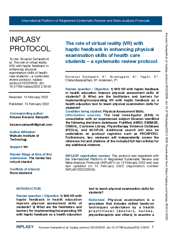 (PDF) The role of virtual reality (VR) with haptic feedback in ...