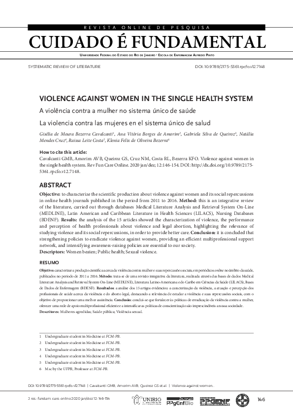(PDF) Violence against women in the single health system