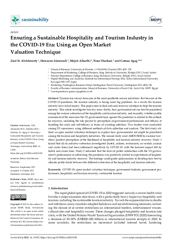 (PDF) Ensuring a Sustainable Hospitality and Tourism Industry in the ...