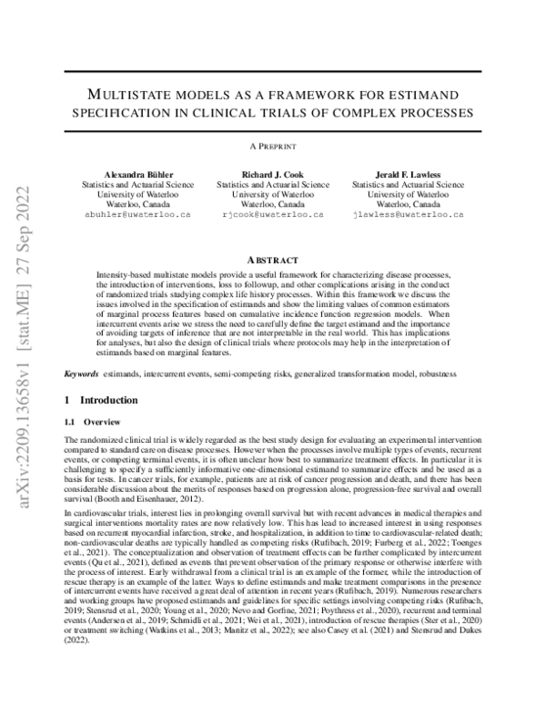 (PDF) Multistate Models as a Framework for Estimand Specification in ...