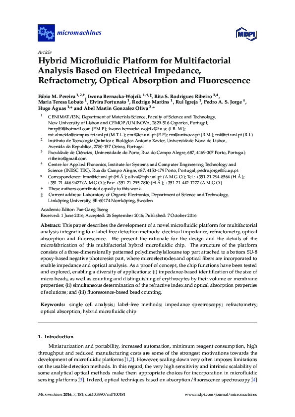 (PDF) Hybrid Microfluidic Platform for Multifactorial Analysis Based on ...