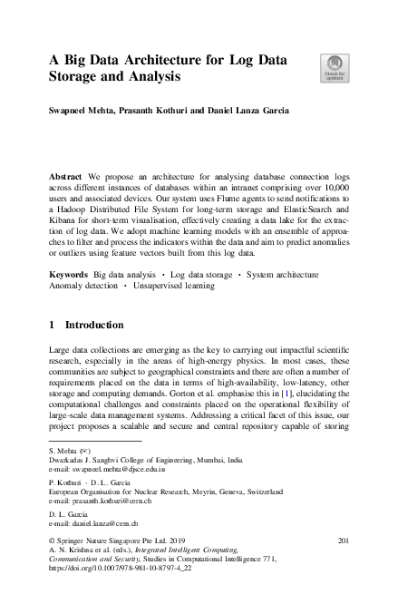 (PDF) A Big Data Architecture for Log Data Storage and Analysis