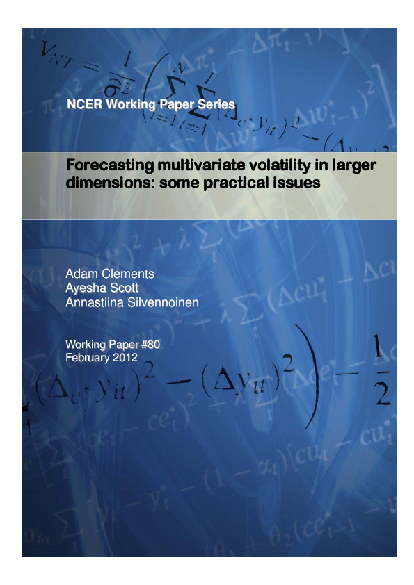 (PDF) Forecasting multivariate volatility in larger dimensions: some ...