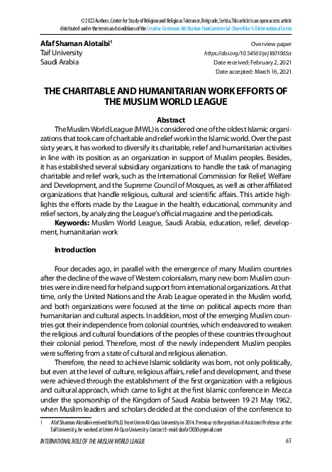 (PDF) The Charitable and Humanitarian Work Efforts of the Muslim World ...