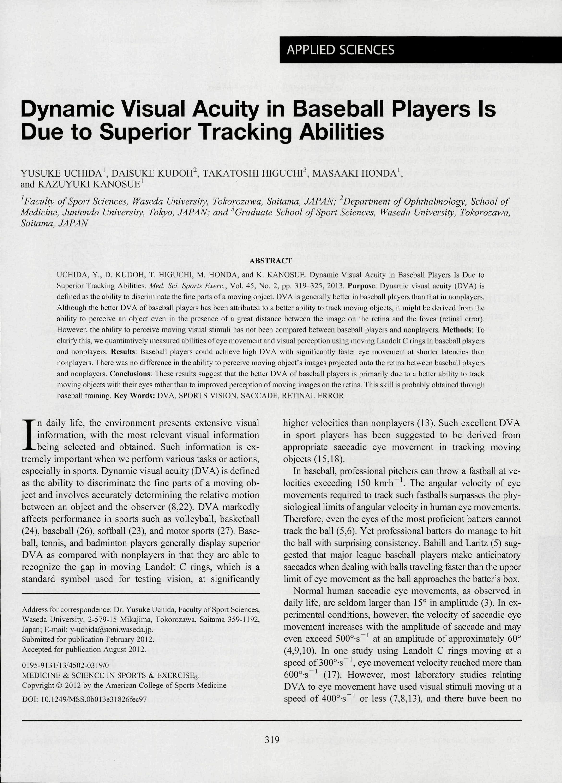 (PDF) Dynamic Visual Acuity in Baseball Players Is Due to Superior ...