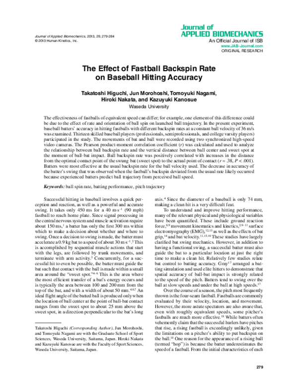 (PDF) The Effect of Fastball Backspin Rate on Baseball Hitting Accuracy