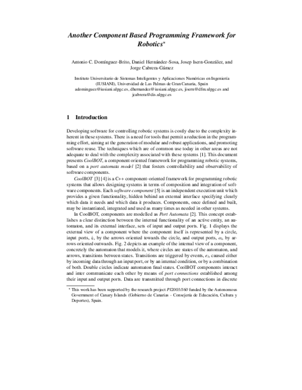 (PDF) Another component based programming framework for robotics