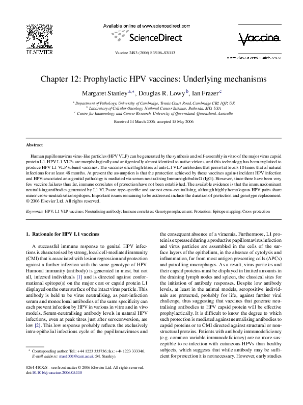 (PDF) Mechanisms of Protection in Prophylactic HPV Vaccines