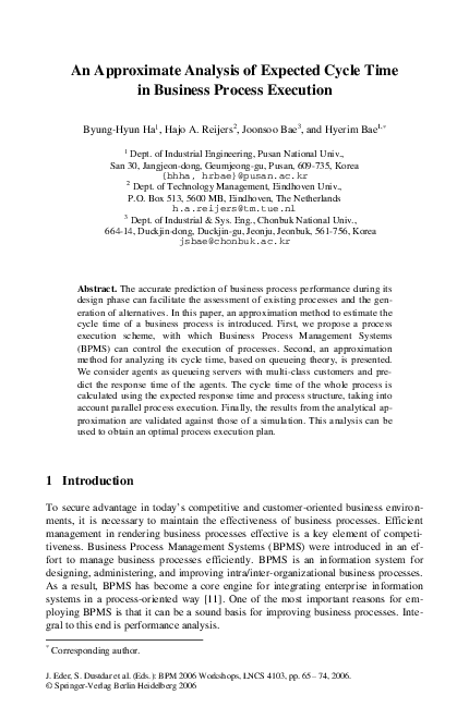 (PDF) An Approximate Analysis of Expected Cycle Time in Business ...
