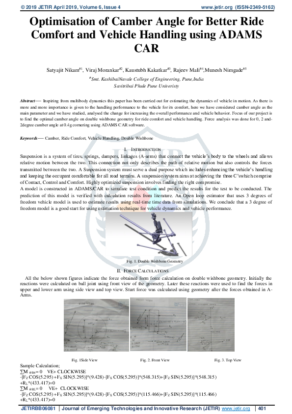 (PDF) Optimisation of Camber Angle for Better Ride Comfort and Vehicle ...