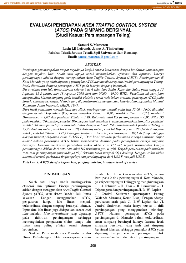 (PDF) EVALUASI PENERAPAN AREA TRAFFIC CONTROL SYSTEM (ATCS) PADA ...