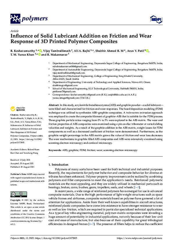 (PDF) Influence of Solid Lubricant Addition on Friction and Wear ...