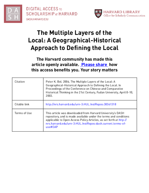 (PDF) The Multiple Layers of the Local: A Geographical-Historical ...