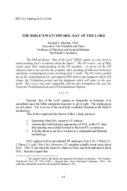 (PDF) The Bible's Watchword: Day of the Lord (Part 3)