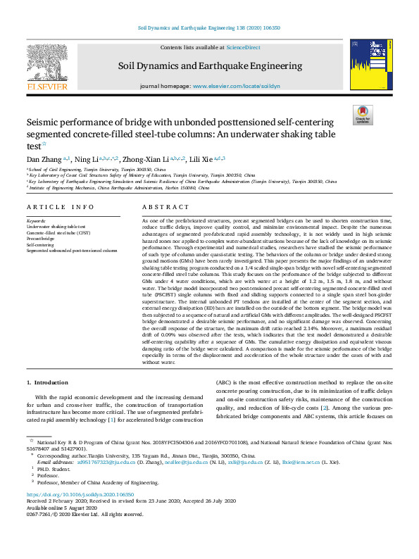 (PDF) Seismic performance of bridge with unbonded posttensioned self ...