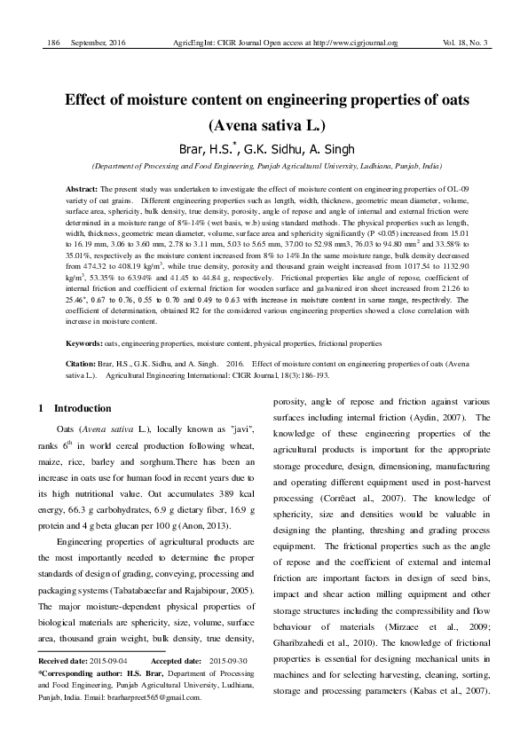 (PDF) Effect of Moisture Content on Engineering Properties of Maize ...