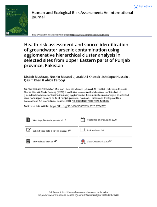 (PDF) Health risk assessment and source identification of groundwater ...