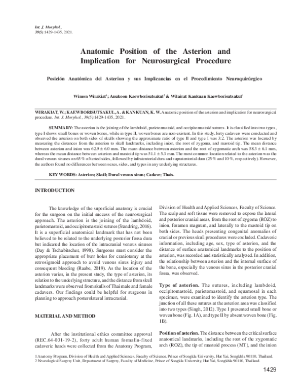 (PDF) Anatomic Position of the Asterion and Implication for ...