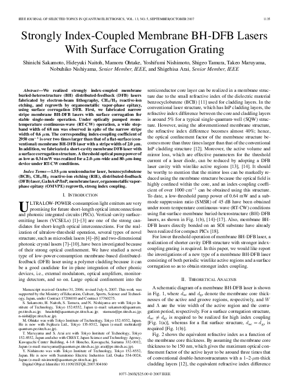 (PDF) Strongly Index-Coupled Membrane BH-DFB Lasers With Surface ...