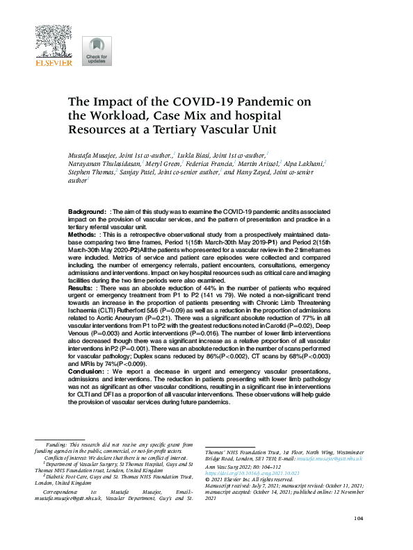 (PDF) The Impact of the COVID-19 Pandemic on the Workload, Case Mix and ...