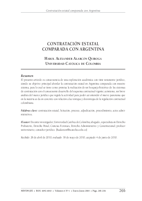 (PDF) Contratación estatal comparada con Argentina