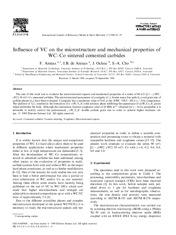 (PDF) Influence of VC on the microstructure and mechanical properties ...