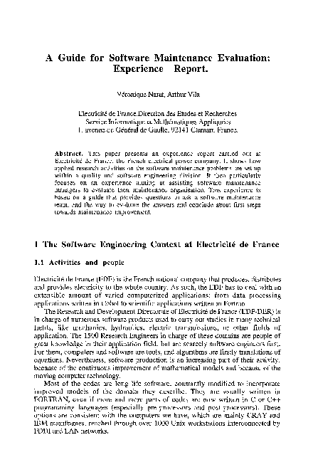 (PDF) A guide for software maintenance evaluation: Experience report
