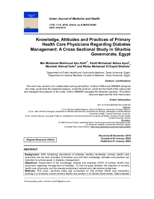 (PDF) Knowledge, Attitudes and Practices of Primary Health Care ...