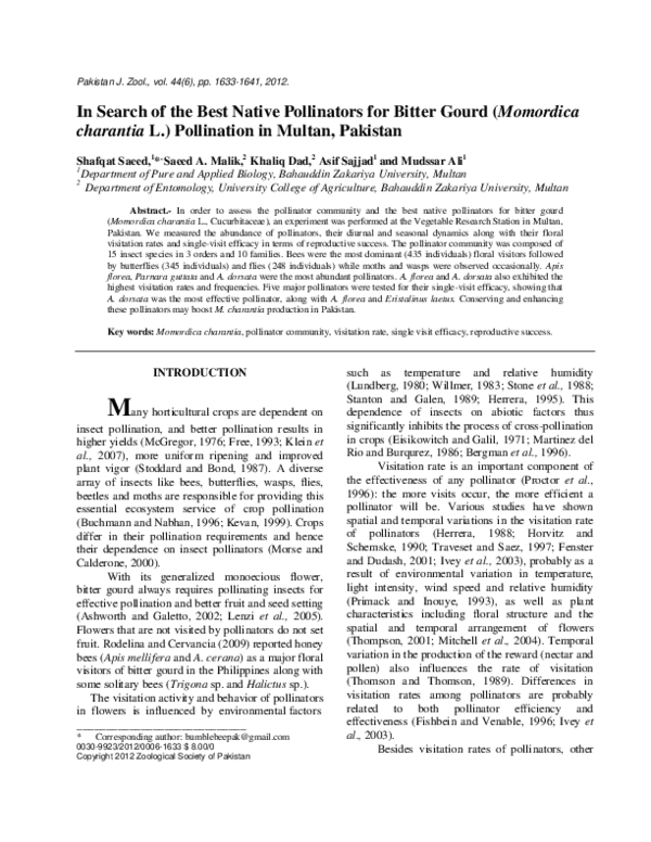 (PDF) In search of the best native pollinators for bitter gourd ...
