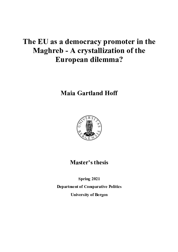 (PDF) The EU as a democracy promoter in the Maghreb - A crystallization ...