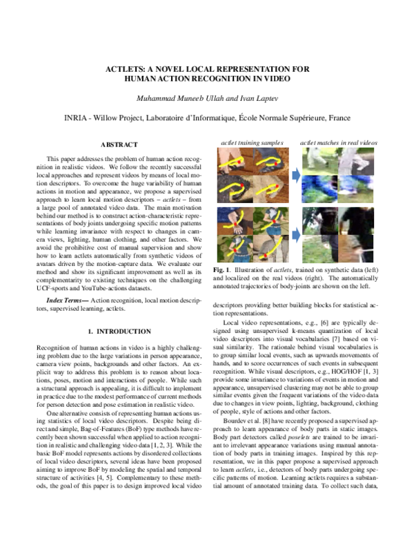 (PDF) Actlets: A novel local representation for human action ...