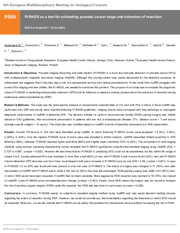 (PDF) PI-RADS as a tool for estimating prostate cancer stage and ...