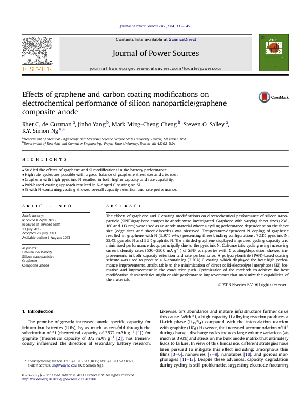 (PDF) Effects of graphene and carbon coating modifications on ...