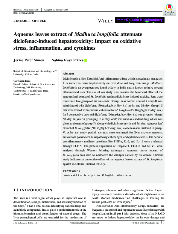 Curated visual reference: Picture Idea: Pdf Aqueous Leaves Extract Of Madhuca Longifolia Attenuate Diclofenac