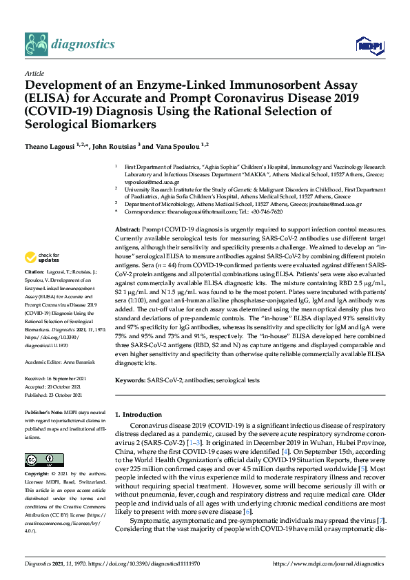 (PDF) Development of an Enzyme-Linked Immunosorbent Assay (ELISA) for ...