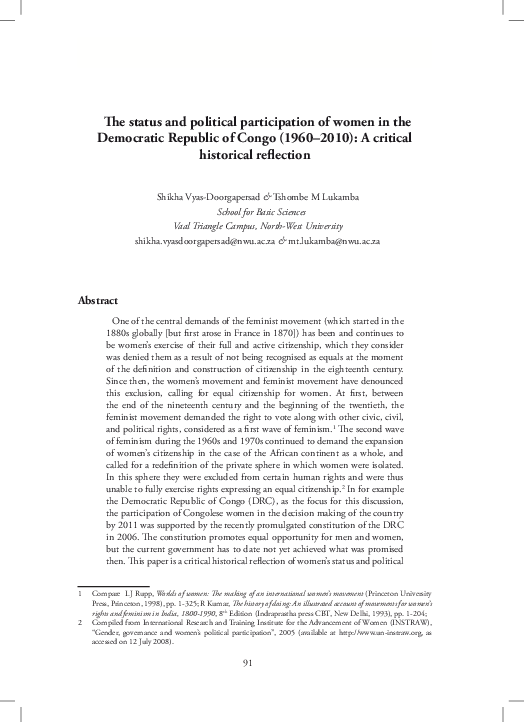 (PDF) The status and political participation of women in the Democratic ...