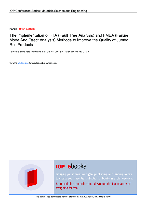 (PDF) The Implementation of FTA (Fault Tree Analysis) and FMEA (Failure ...