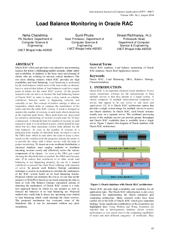 (PDF) Load Balance Monitoring in Oracle RAC