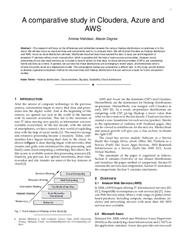 (PDF) A comparative study in Cloudera, Azure and AWS