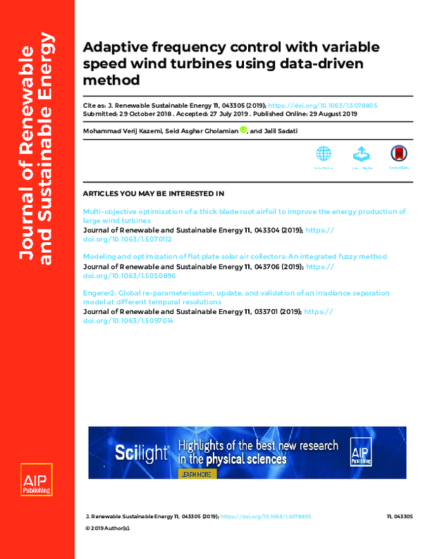 (PDF) Adaptive frequency control with variable speed wind turbines ...