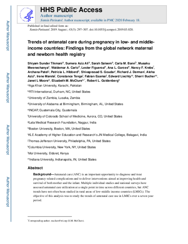 (PDF) Trends of antenatal care during pregnancy in low- and middle ...