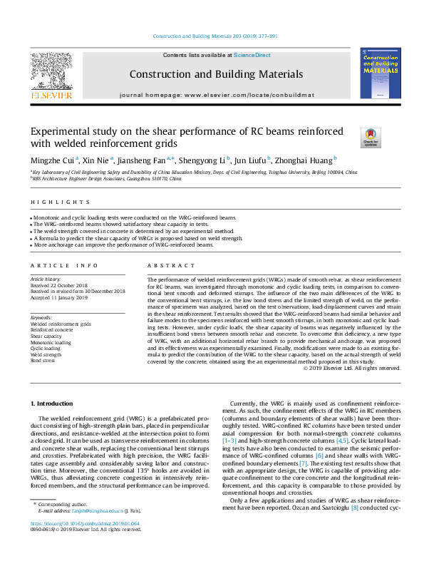 (PDF) Experimental study on the shear performance of RC beams ...