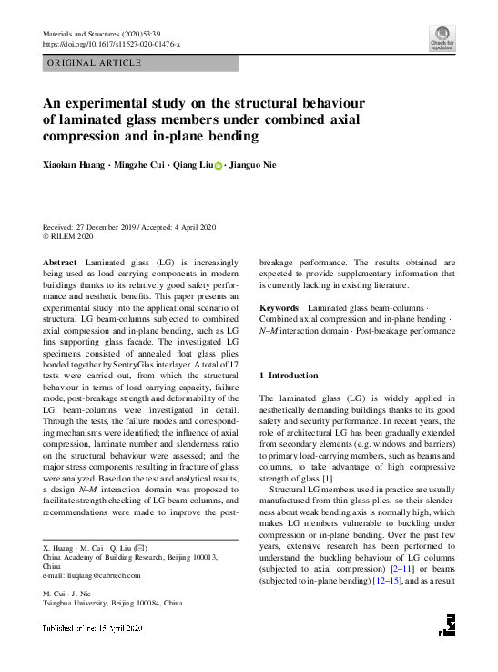 (PDF) An experimental study on the structural behaviour of laminated ...