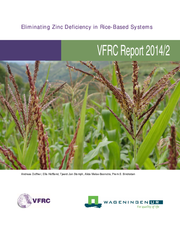 (PDF) Eliminating zinc deficiency in rice-based systems