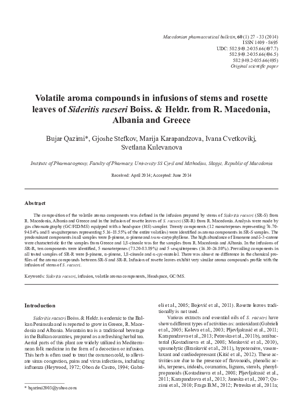 (PDF) Volatile aroma compounds in infusions of stems and rosette leaves ...